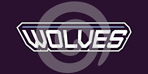 Bold sports font for wolf mascot logo. Text style lettering for esport, wolf mascot logo, sport team, college club