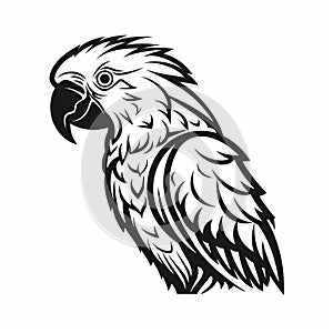 Bold Stencil Parrot Icon: Black And White Graphic Design