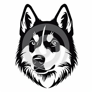 Bold Stencil Siberian Husky Head Silhouette Vector Illustration