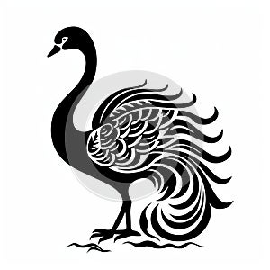 Bold Stencil Swan: Vibrant Illustration Of Chinese Iconography