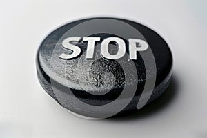 Bold Stop Button on White Background