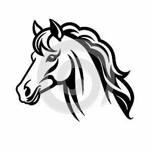 Bold And Streamlined Horse Head Drawing On White Background