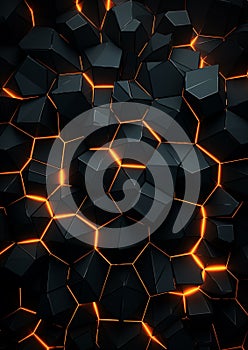 Bold geometric black abstracts resembling cracked patterns, reminiscent of octane render backgrounds