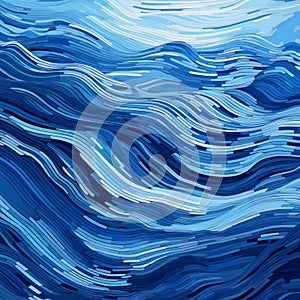 Bold And Striking Ocean Waves Watercolor Illustration