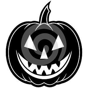 Friendly Fanged Jack O'Lantern Silhouette Vector