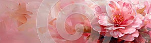 Bold, sweeping brushstrokes of oil paint define a stunning pink Camellia, set against a harmonious soft pink background.AI photo