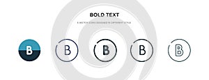 Bold text icon in different style vector illustration. two colored and black bold text vector icons designed in filled, outline,