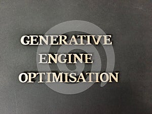A bold tGenerative Engine Optimisation text on a dark background. Conveys modern technology, engineering and AI-inspired branding