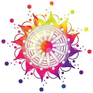 Bold Tie Dye Mandala Art with Clipping Path for Sublimation Designs in Pink Blue Yellow Green Orange