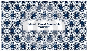 Islamic Modern Geometric Seamless Pattern in blue and white color photo