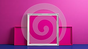 Bold And Vibrant 3d Frame On Pink Wall With Blue Background