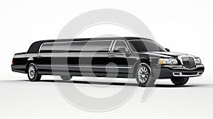 Bold And Vibrant Black Limo On White Background