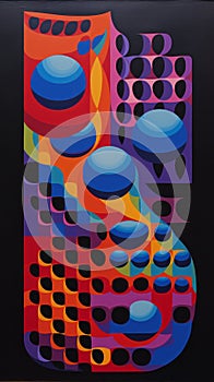 Bold And Vibrant: A Dynamic Painting Of Black And Blue Circles