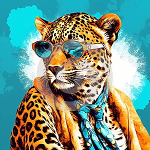 Bold And Vibrant Leopard Art: Retro-inspired Illustration With A Modern Twist