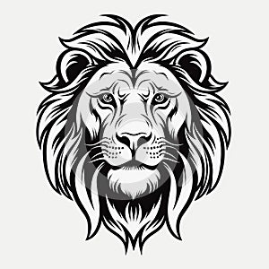 Bold And Vibrant Lion Head Illustration With Clean Lines