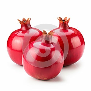 Bold And Vibrant: Three Red Pomegranates In Patricia Piccinini Style