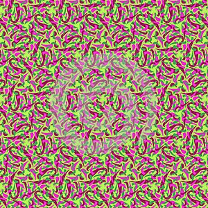 Bold vividt pink magenta yellow green mosaic shapes in motion Bright abstract geometric fabric pattern