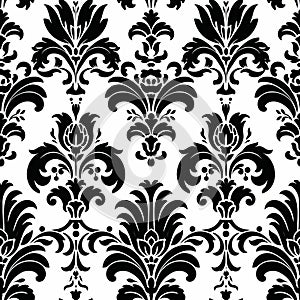 Bold And Whimsical Black And White Damask Vector Pattern photo