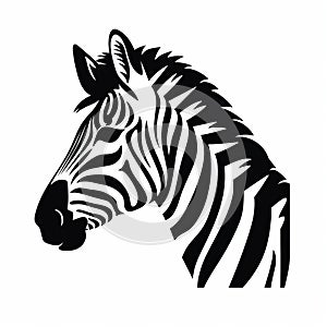 Bold Zebra Head Silhouette: Asymmetric Design With Stark Black And White photo