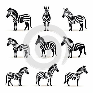 Bold Zebra Logos Collection In American Iconography Style