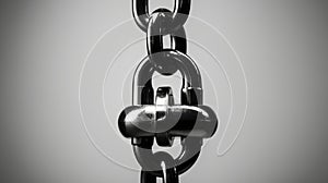 Boldly Black And White Chain And Padlock On Grey Background