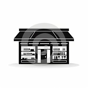 Boldly Black And White Pharmacy Store Front Icon