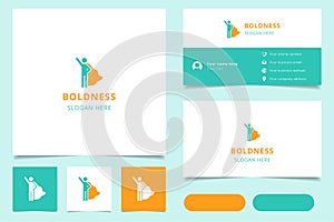 Boldness logo design with editable slogan. Branding book and business card template.