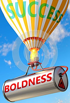 Boldness and success - pictured as word Boldness and a balloon, to symbolize that Boldness can help achieving success and