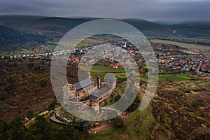 Boldogko, Hungary - Aerial view of the beautiful Castle of Boldogko Boldogko vara at autumn season with the mountains of Zemplen photo