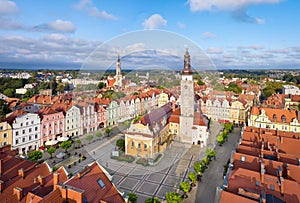 Boleslawiec, Poland. Aerial view of Rynek square photo