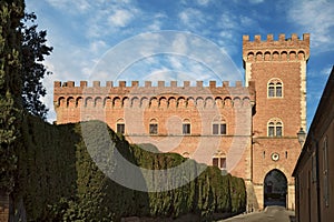 Bolgheri, Livorno, Tuscany, Italy. The ancient castle in the village made famous by Giosue Carducci