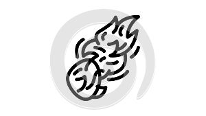 bolide burning line icon animation