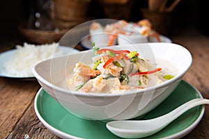 Bolied Coconut Milk Soup , Prawn ,  Bamboo shoot , Bitter bean And Senegalia pennata