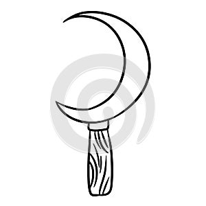 Boline occult symbol. Ritual knife hand drawn magic doodle. Isolated vector pagan wiccan image