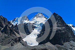 Bolivia Andes snow covered mountain