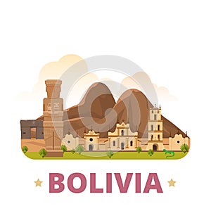 Bolivia country design template Flat cartoon style