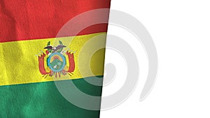 Bolivia flag isolated on white with copyspace