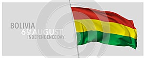 Bolivia happy independence day greeting card, banner with template text vector illustration