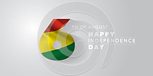 Bolivia happy independence day greeting card, banner, vector illustration