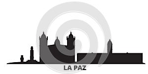 Bolivia , La Paz city skyline isolated vector illustration. Bolivia , La Paz travel black cityscape