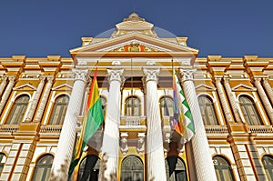 Bolivia, La Paz, Plaza Murillo with Government Palace of Bolivia