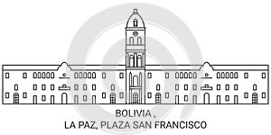 Bolivia , La Paz, Plaza San Francisco travel landmark vector illustration