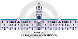 Bolivia , La Paz, Plaza San Francisco travel landmark vector illustration