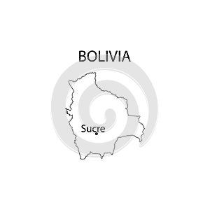 Bolivia map capital Sucre sign eps ten