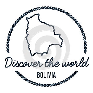 Bolivia Map Outline. Vintage Discover the World.