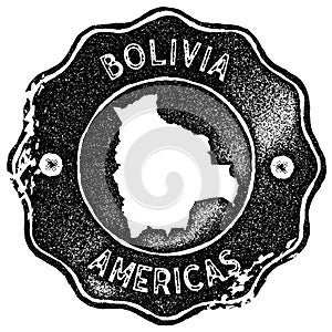 Bolivia map vintage stamp.