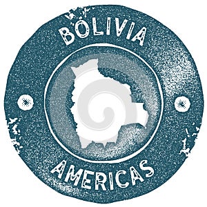 Bolivia map vintage stamp.