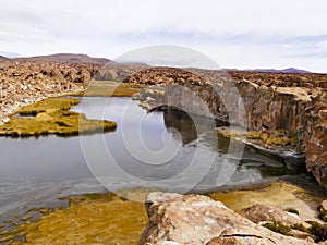 Bolivia Mountain Black Lagoon Scene