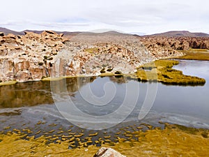 Bolivia Mountain Black Lagoon Scene