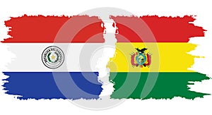 Bolivia and Paraguay grunge flags connection vector